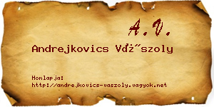 Andrejkovics Vászoly névjegykártya